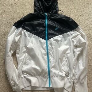 Nike Black and White Windbreaker with Water-Resistant Hood